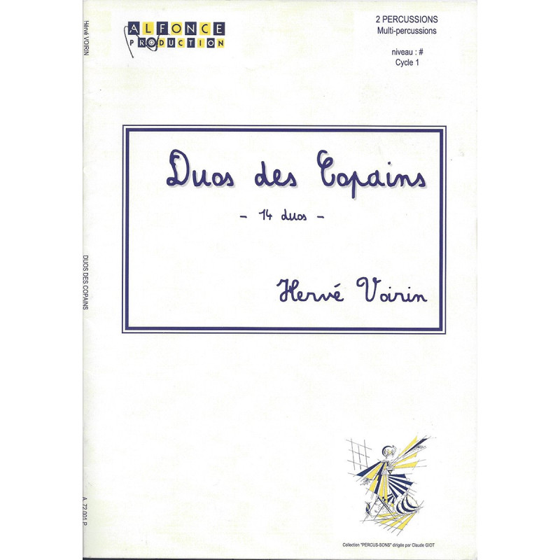 DUOS DES COPAINS de Hérvé VOIRIN pour 2 Percussionnistes
